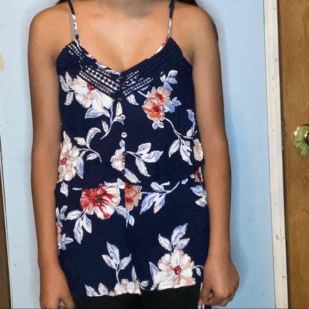 Blue floral blouse